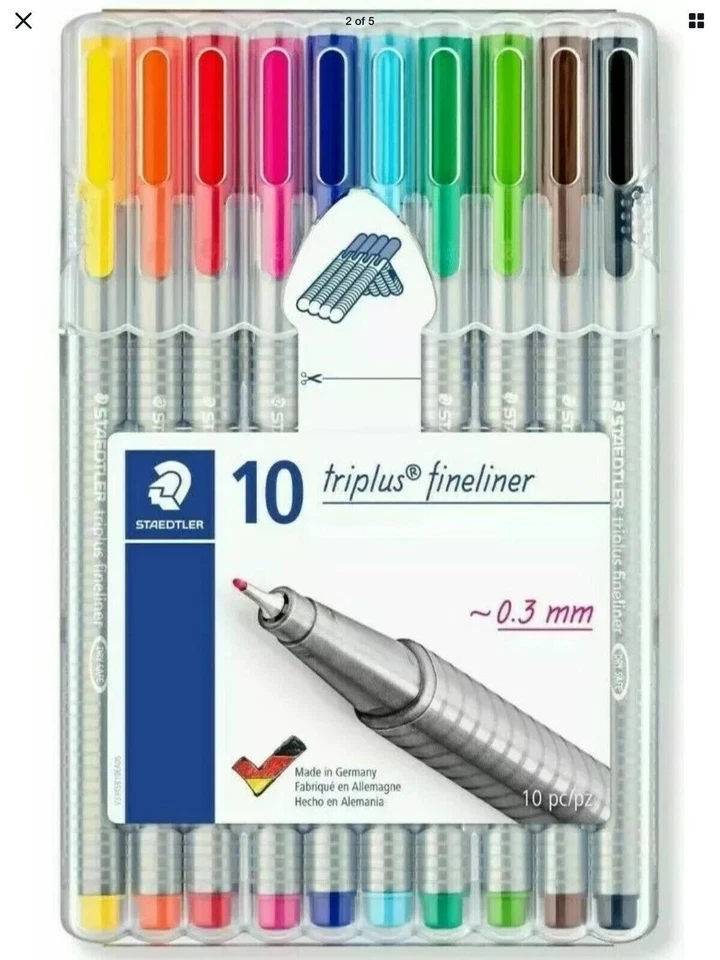 أقلام ستيدلر تريبلس فاينلاينر ذات رأس مسامي 0.3 مم، 10 ألوان متنوعة